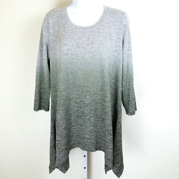 Joan Vass Ombre Knit Gray/Green Tunic, M - Picture 1 of 8